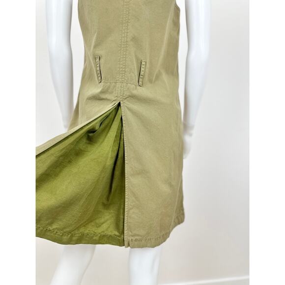 Diesel Dress Beaded Collar Grunge Punk Khaki Utility Glam Rock Zip Y2K Small - Picture 11 of 16